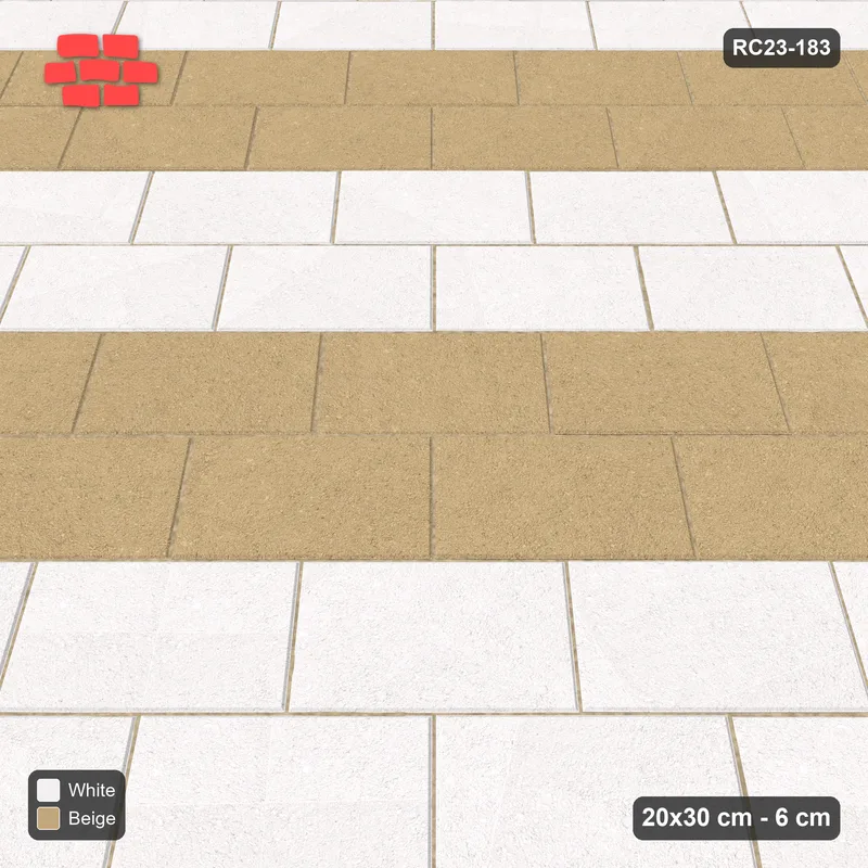 Interlock (Pasco) 20x30 cm · RC23-183 · Diagonal Running Bond, Diagonal Colour · Side view