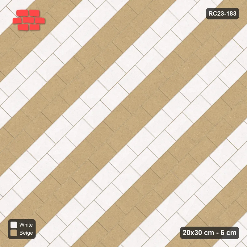 Interlock (Pasco) 20x30 cm · RC23-183 · Diagonal Running Bond, Diagonal Colour · Top view