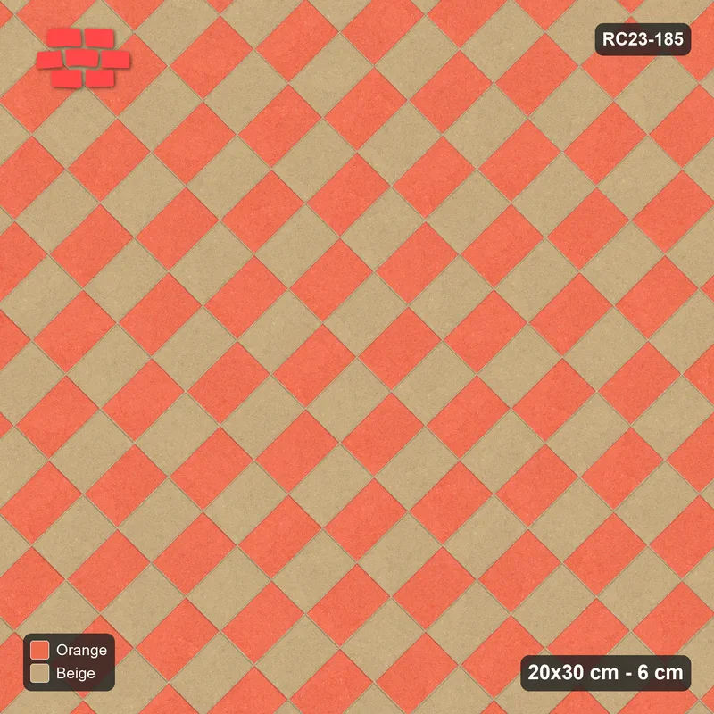 Interlock (Pasco) 20x30 cm · RC23-185 · Diagonal Stack Bond, Diagonal Colour · Top view