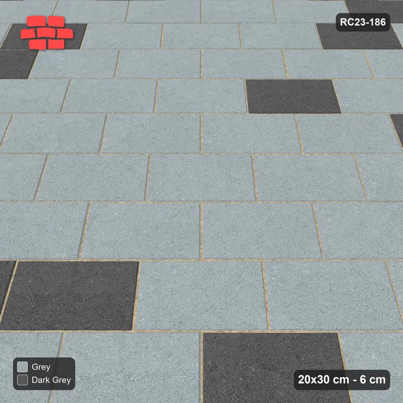 Interlock (Pasco) 20x30 cm · RC23-186 · Diagonal Running Bond, Soft Blend · Side view