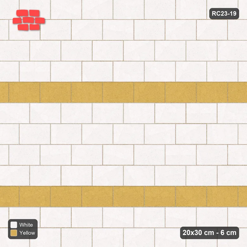 Interlock (Pasco) 20x30 cm · RC23-19 · Running Bond 1/3, Accent Courses · Top view