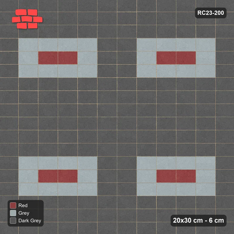 Interlock (Pasco) 20x30 cm · RC23-200 · Stack Bond, Medallion Cells · Top view