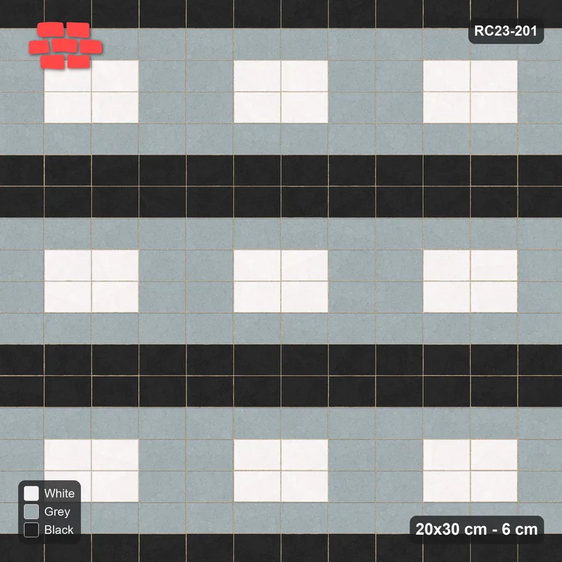 Interlock (Pasco) 20x30 cm · RC23-201 · Stack Bond, Medallion Cells · Top view