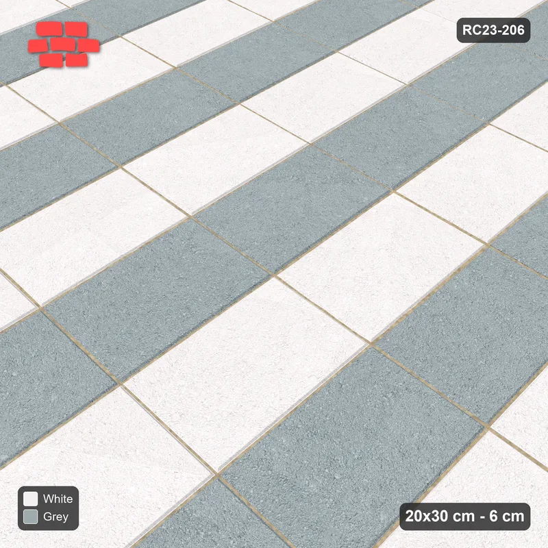 Interlock (Pasco) 20x30 cm · RC23-206 · Vertical Stack Bond, Stripes · Side view