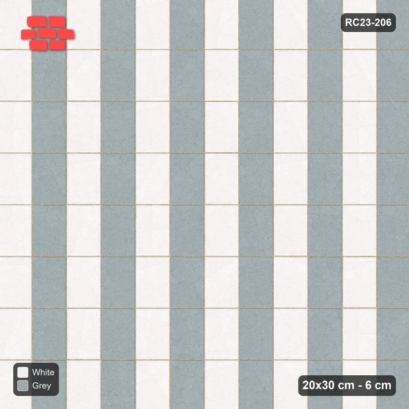 Interlock (Pasco) 20x30 cm · RC23-206 · Vertical Stack Bond, Stripes · Top view