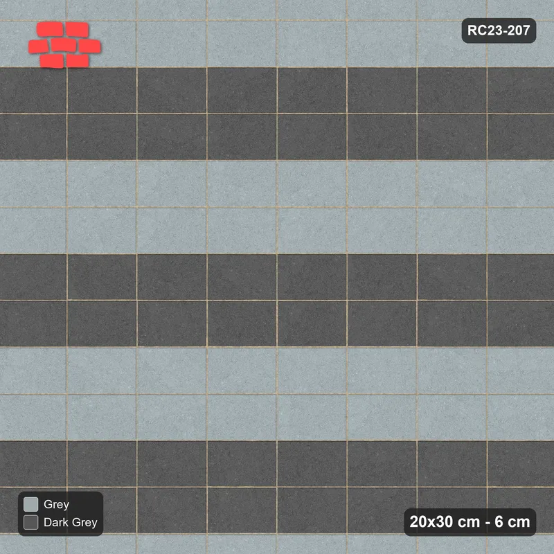 Interlock (Pasco) 20x30 cm · RC23-207 · Stack Bond, Stripes · Top view