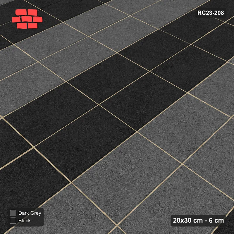 Interlock (Pasco) 20x30 cm · RC23-208 · Vertical Stack Bond, Stripes · Side view