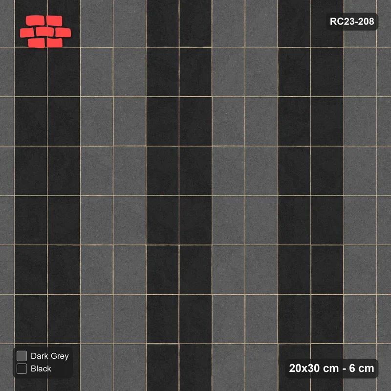 Interlock (Pasco) 20x30 cm · RC23-208 · Vertical Stack Bond, Stripes · Top view