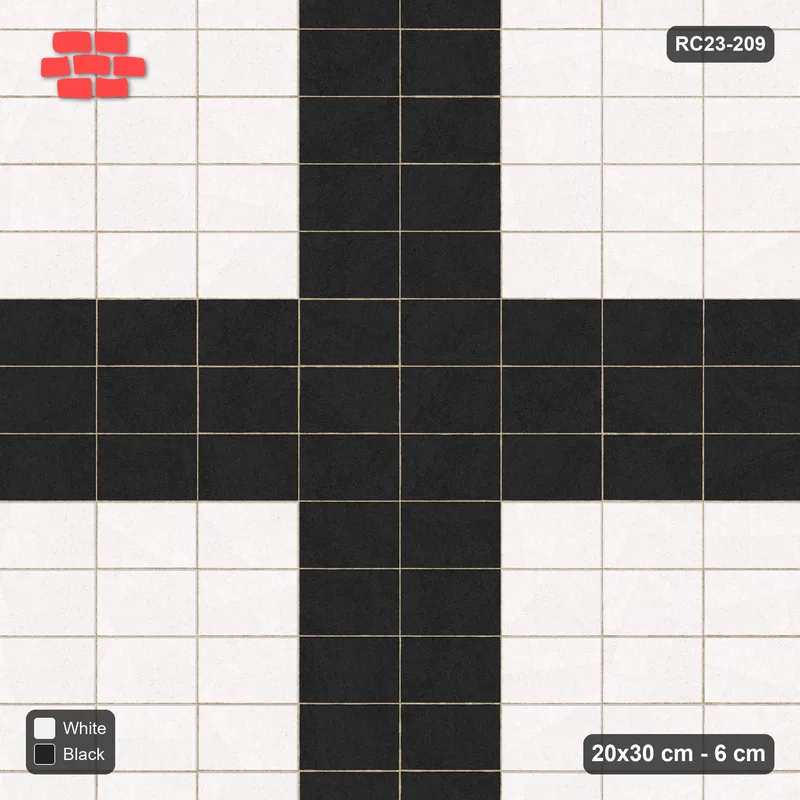 Interlock (Pasco) 20x30 cm · RC23-209 · Stack Bond, Cross Feature · Top view