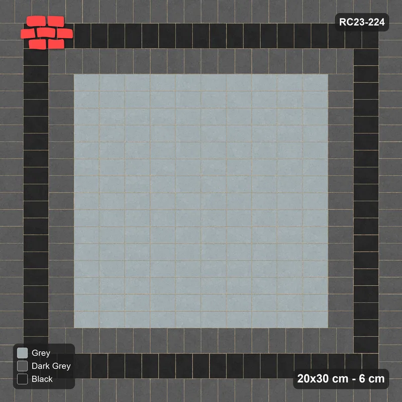 Interlock (Pasco) 20x30 cm · RC23-224 · Graded Triple Border, Stack Field · Top view
