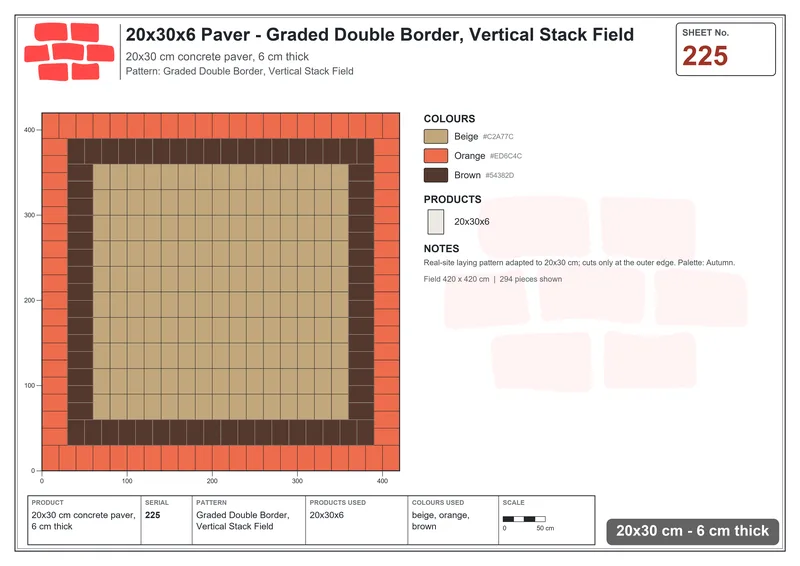 Interlock (Pasco) 20x30 cm · RC23-225 · Graded Double Border, Vertical Stack Field · Laying plan Interlock (Pasco) 20x30 cm · RC23-225 · Graded Double Border, Vertical Stack Field · Laying plan