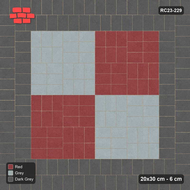 Interlock (Pasco) 20x30 cm · RC23-229 · Cross Panels 60 cm, Double Soldier Border · Top view