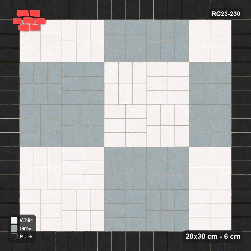 Interlock (Pasco) 20x30 cm · RC23-230 · Cross Panels 60 cm, Single Soldier Border · Top view