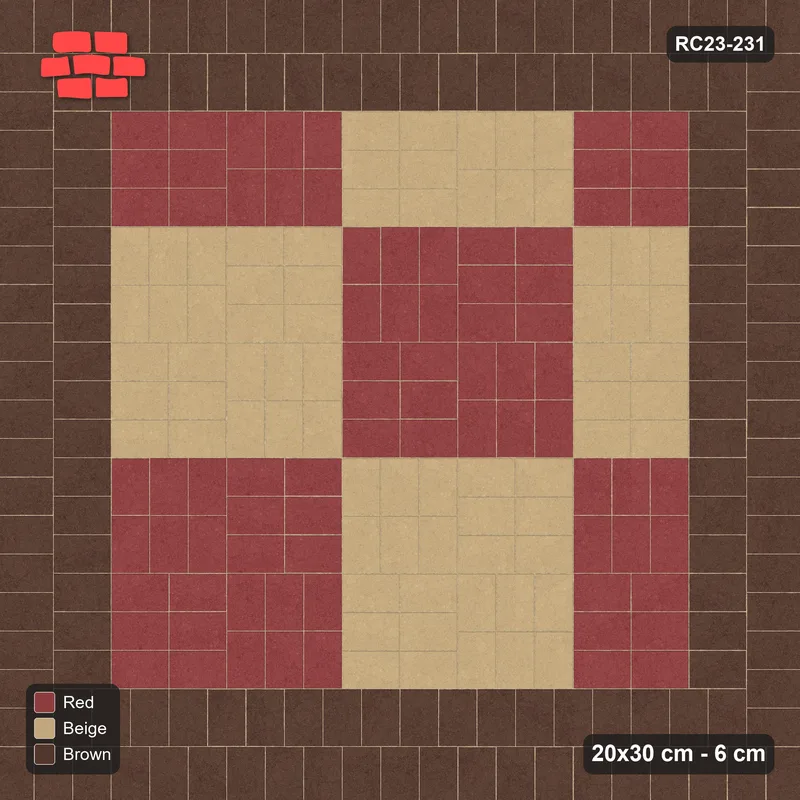 Interlock (Pasco) 20x30 cm · RC23-231 · Cross Panels 60 cm, Double Soldier Border · Top view