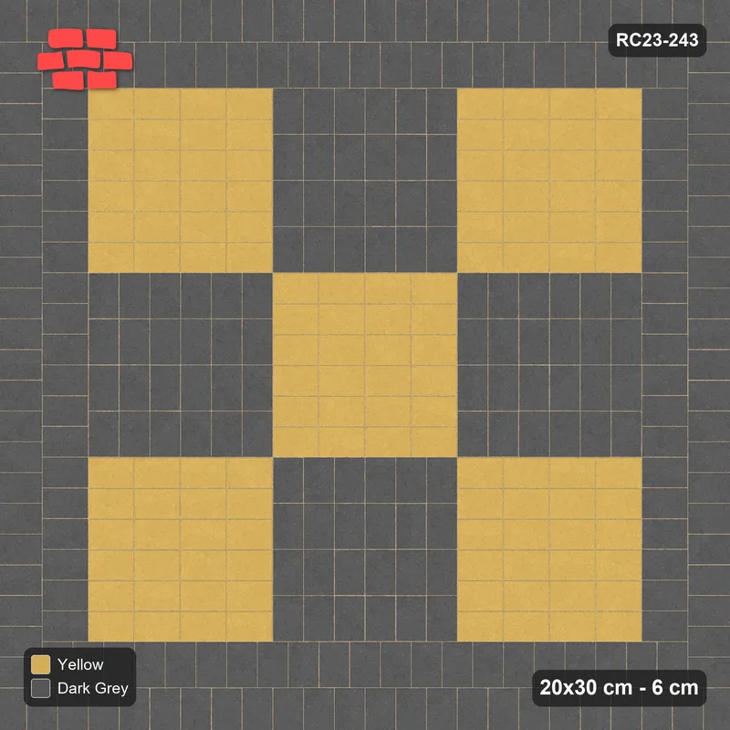 Interlock (Pasco) 20x30 cm · RC23-243 · Panel Chequer 120 cm, Double Soldier Border · Top view