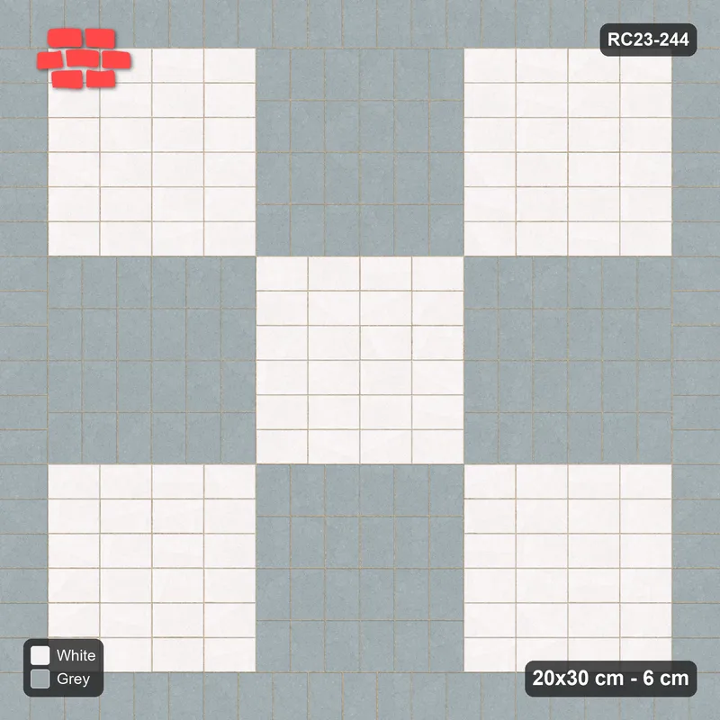 Interlock (Pasco) 20x30 cm · RC23-244 · Panel Chequer 120 cm, Single Soldier Border · Top view