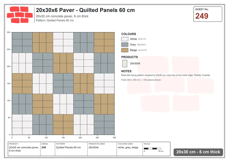 Interlock (Pasco) 20x30 cm · RC23-249 · Quilted Panels 60 cm · Laying plan Interlock (Pasco) 20x30 cm · RC23-249 · Quilted Panels 60 cm · Laying plan