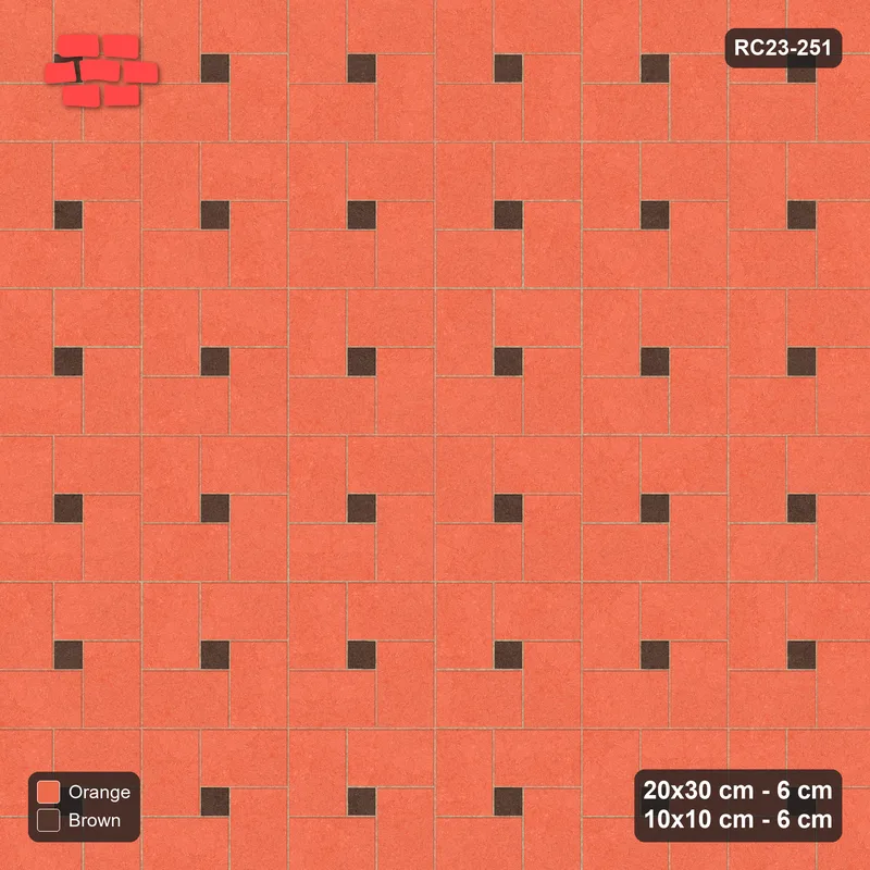 Interlock (Pasco) 20x30 cm · RC23-251 · Pinwheel CW, 10x10 Centres, Solid Planks - Burnt Clay · Top view