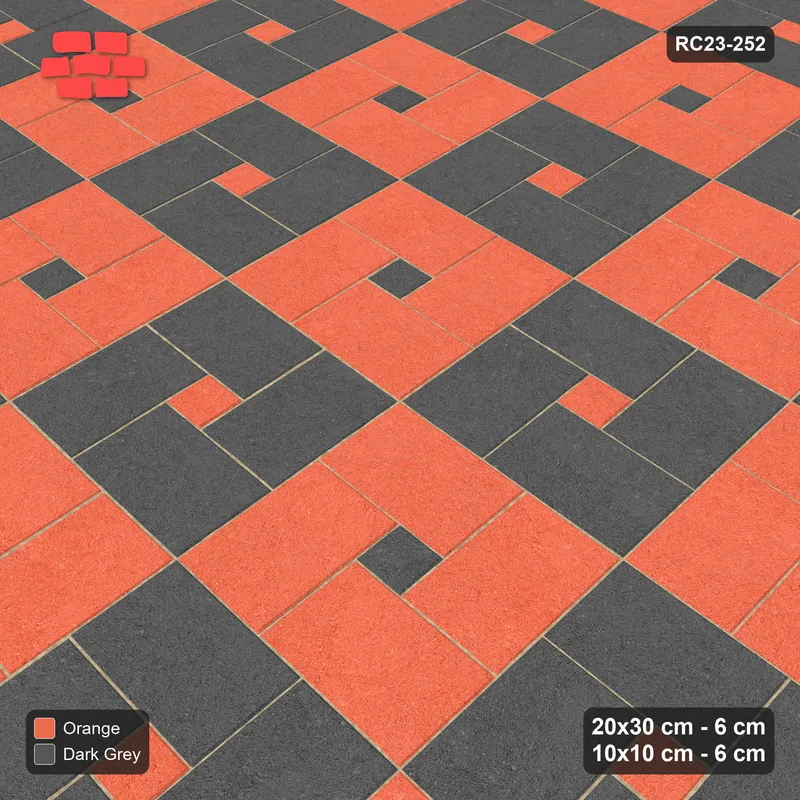 Interlock (Pasco) 20x30 cm · RC23-252 · Pinwheel ACW, 10x10 Centres, Module Chequer - Ember · Side view