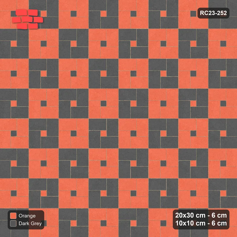 Interlock (Pasco) 20x30 cm · RC23-252 · Pinwheel ACW, 10x10 Centres, Module Chequer - Ember · Top view