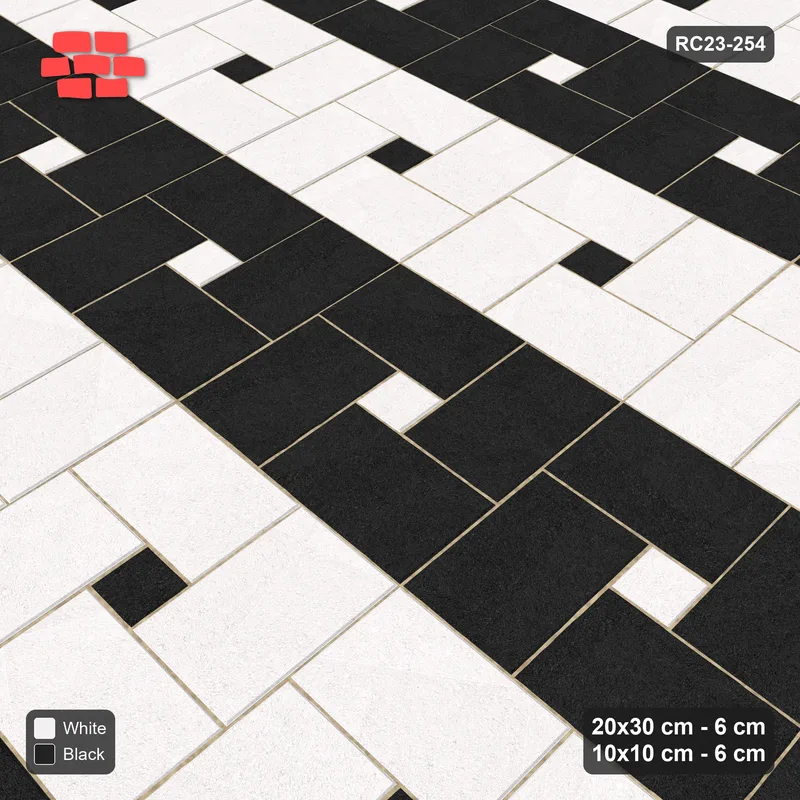 Interlock (Pasco) 20x30 cm · RC23-254 · Pinwheel ACW, 10x10 Centres, Row Bands - Contrast · Side view