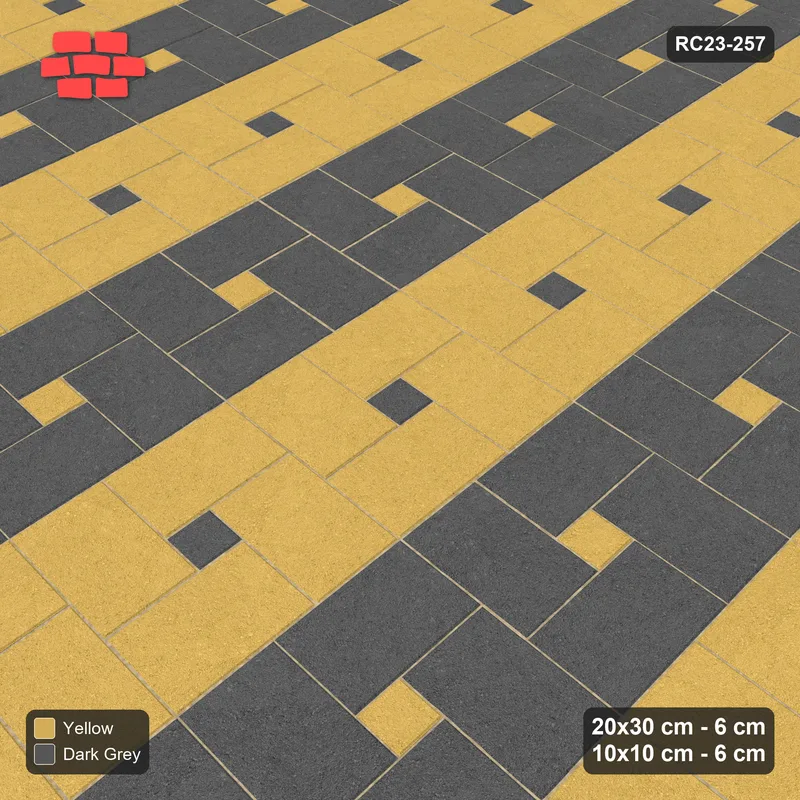 Interlock (Pasco) 20x30 cm · RC23-257 · Pinwheel CW, 10x10 Centres, Column Bands - Mustard Slate · Side view