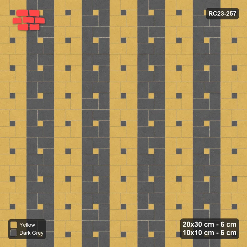 Interlock (Pasco) 20x30 cm · RC23-257 · Pinwheel CW, 10x10 Centres, Column Bands - Mustard Slate · Top view