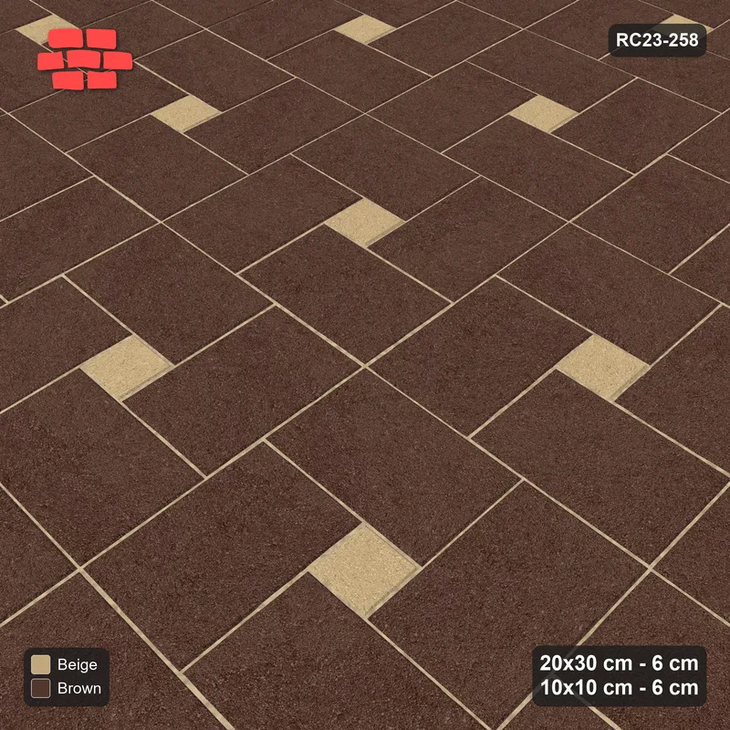 Interlock (Pasco) 20x30 cm · RC23-258 · Pinwheel ACW, 10x10 Centres, Solid Planks + Kerb - Sandstone · Side view