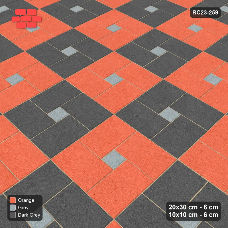 Interlock (Pasco) 20x30 cm · RC23-259 · Pinwheel CW, 10x10 Centres, Module Chequer - Sunset Slate · Side view