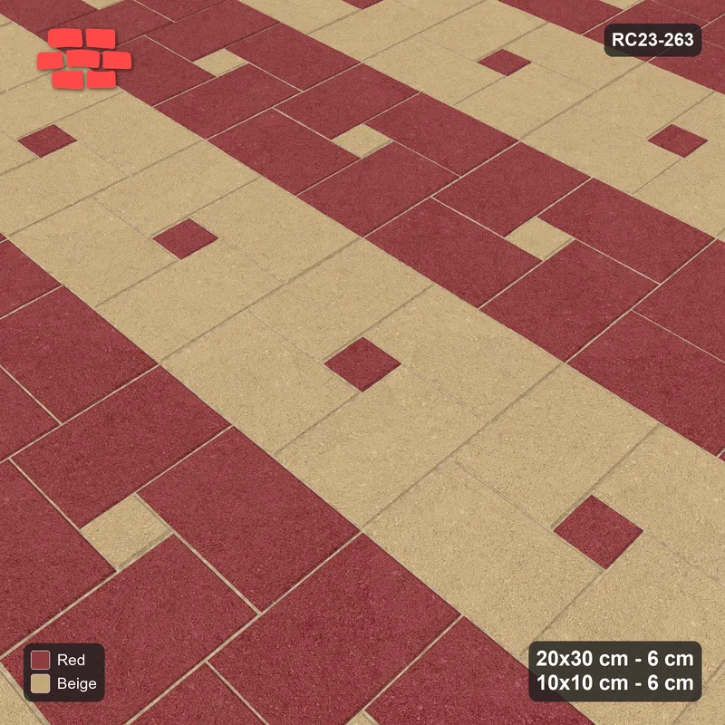 Interlock (Pasco) 20x30 cm · RC23-263 · Pinwheel CW, 10x10 Centres, Row Bands - Terracotta · Side view