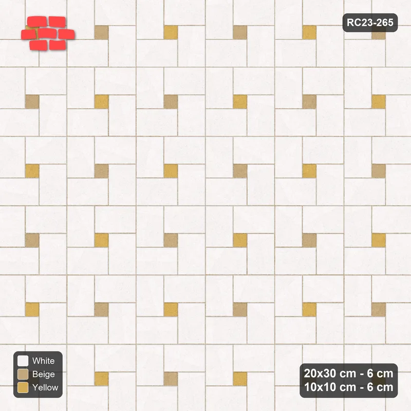 Interlock (Pasco) 20x30 cm · RC23-265 · Pinwheel CW, Solid Planks, Two-Tone Centres - Golden Sand · Top view
