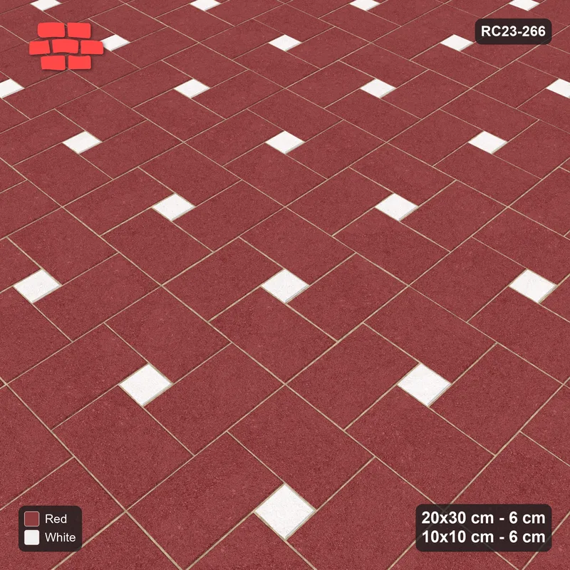 Interlock (Pasco) 20x30 cm · RC23-266 · Pinwheel ACW, Solid Planks + Kerb - Burgundy & Ivory · Side view