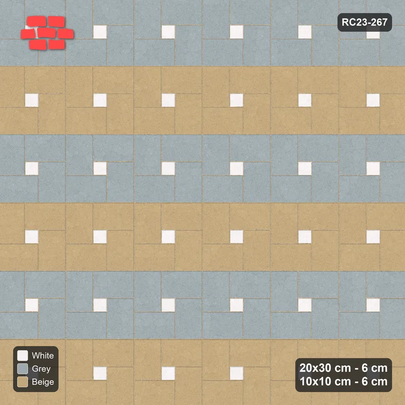 Interlock (Pasco) 20x30 cm · RC23-267 · Pinwheel CW, 10x10 Centres, Row Bands - Coastal · Top view
