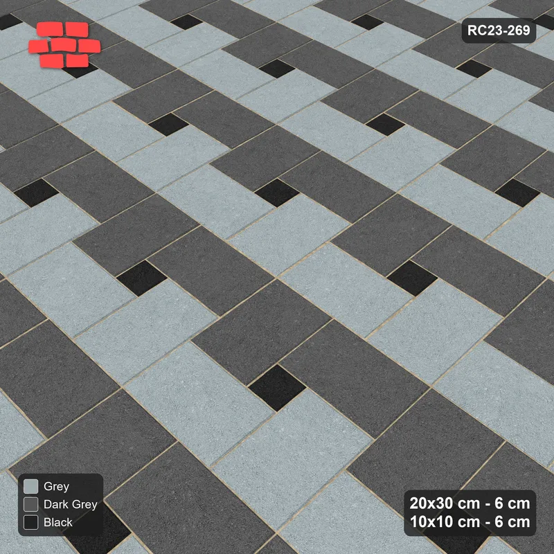 Interlock (Pasco) 20x30 cm · RC23-269 · Pinwheel CW, Alternating Planks - Graphite Scale · Side view