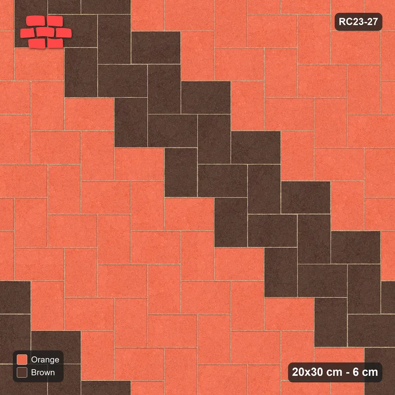 Interlock (Pasco) 20x30 cm · RC23-27 · Herringbone 90 degrees, Diagonal Bands · Top view