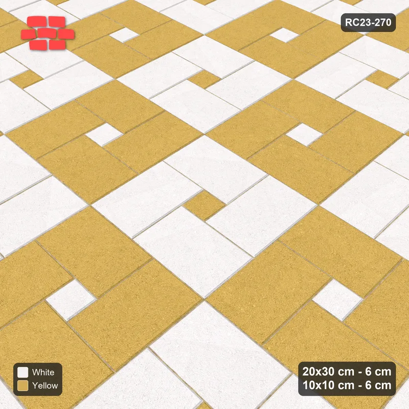 Interlock (Pasco) 20x30 cm · RC23-270 · Pinwheel ACW, Module Chequer + Kerb - Ivory & Ochre · Side view