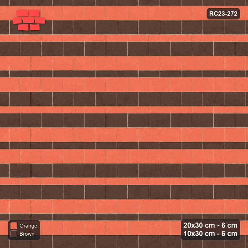 Interlock (Pasco) 20x30 cm · RC23-272 · Course Stripes 20+10 2+1, Course Bands - Burnt Clay · Top view