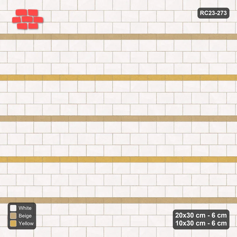 Interlock (Pasco) 20x30 cm · RC23-273 · Course Stripes 20+10 3+1, Big Plain, Small Two-Tone - Golden Sand · Top view