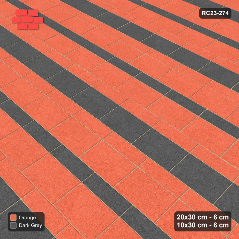 Interlock (Pasco) 20x30 cm · RC23-274 · Course Stripes 20+10 1+1, Accent Every 3rd Course - Ember · Side view