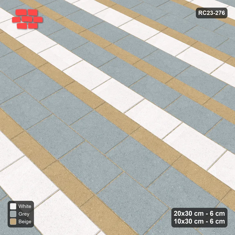 Interlock (Pasco) 20x30 cm · RC23-276 · Stripes 20+10 2+1, Big Plain, Accent Every 3rd Big + Kerb - Coastal · Side view