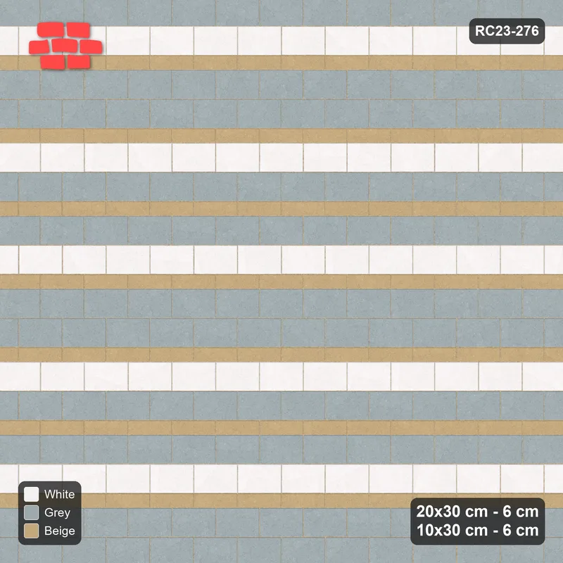 Interlock (Pasco) 20x30 cm · RC23-276 · Stripes 20+10 2+1, Big Plain, Accent Every 3rd Big + Kerb - Coastal · Top view