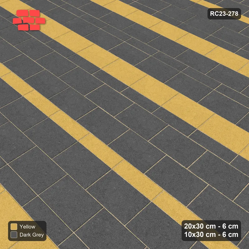 Interlock (Pasco) 20x30 cm · RC23-278 · Course Stripes 20+10 2+1, Accent Every 4th Course - Mustard Slate · Side view