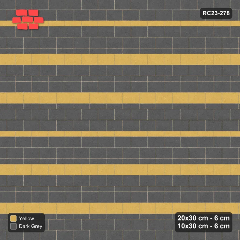 Interlock (Pasco) 20x30 cm · RC23-278 · Course Stripes 20+10 2+1, Accent Every 4th Course - Mustard Slate · Top view