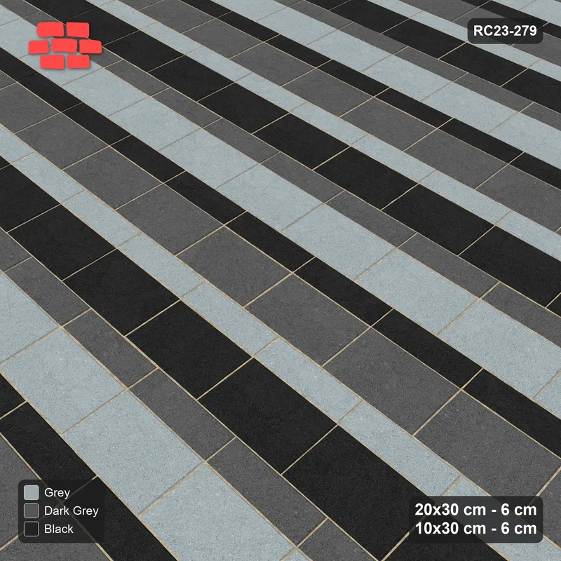 Interlock (Pasco) 20x30 cm · RC23-279 · Course Stripes 20+10 1+1, Three-Course Bands - Graphite Scale · Side view