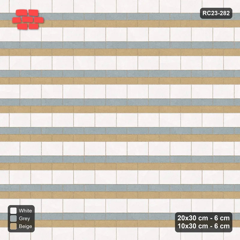Interlock (Pasco) 20x30 cm · RC23-282 · Course Stripes 20+10 1+2, Big Plain, Small Two-Tone - Coastal · Top view