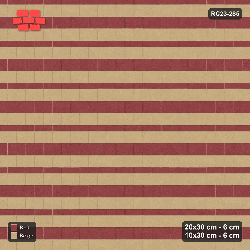 Interlock (Pasco) 20x30 cm · RC23-285 · Course Stripes 20+10 3+1, Course Bands - Terracotta · Top view