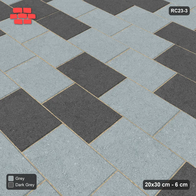Interlock (Pasco) 20x30 cm · RC23-3 · Running Bond 1/2, Tonal Blend · Side view