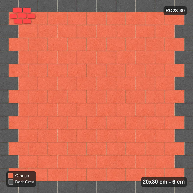 Interlock (Pasco) 20x30 cm · RC23-30 · Running Bond 1/2, Accent Edge Course · Top view