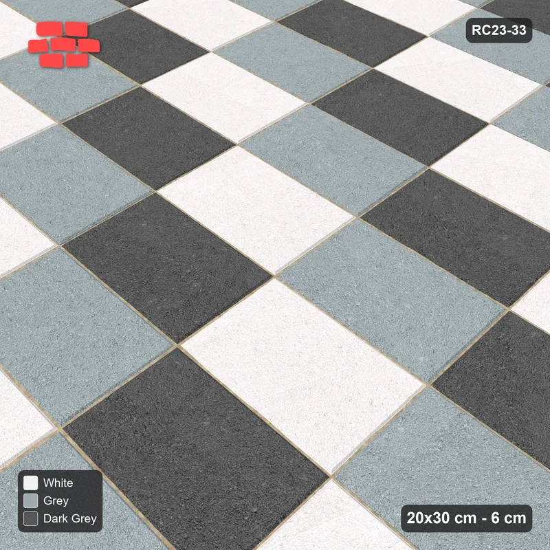 Interlock (Pasco) 20x30 cm · RC23-33 · Stack Bond, Tonal Diagonal Steps · Side view