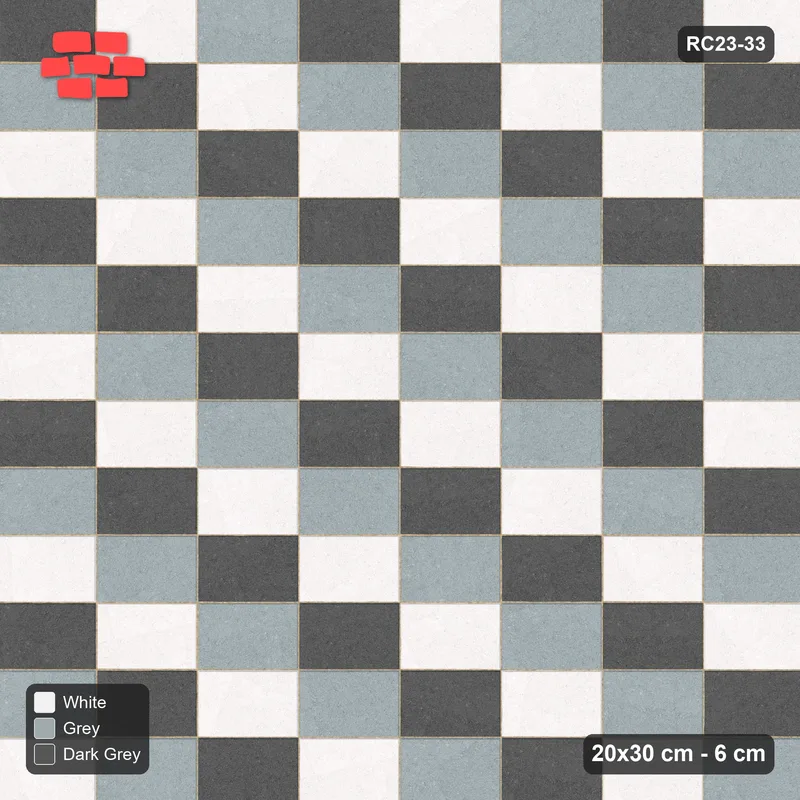 Interlock (Pasco) 20x30 cm · RC23-33 · Stack Bond, Tonal Diagonal Steps · Top view